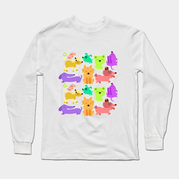 Colorful doggos Long Sleeve T-Shirt by Mjdaluz